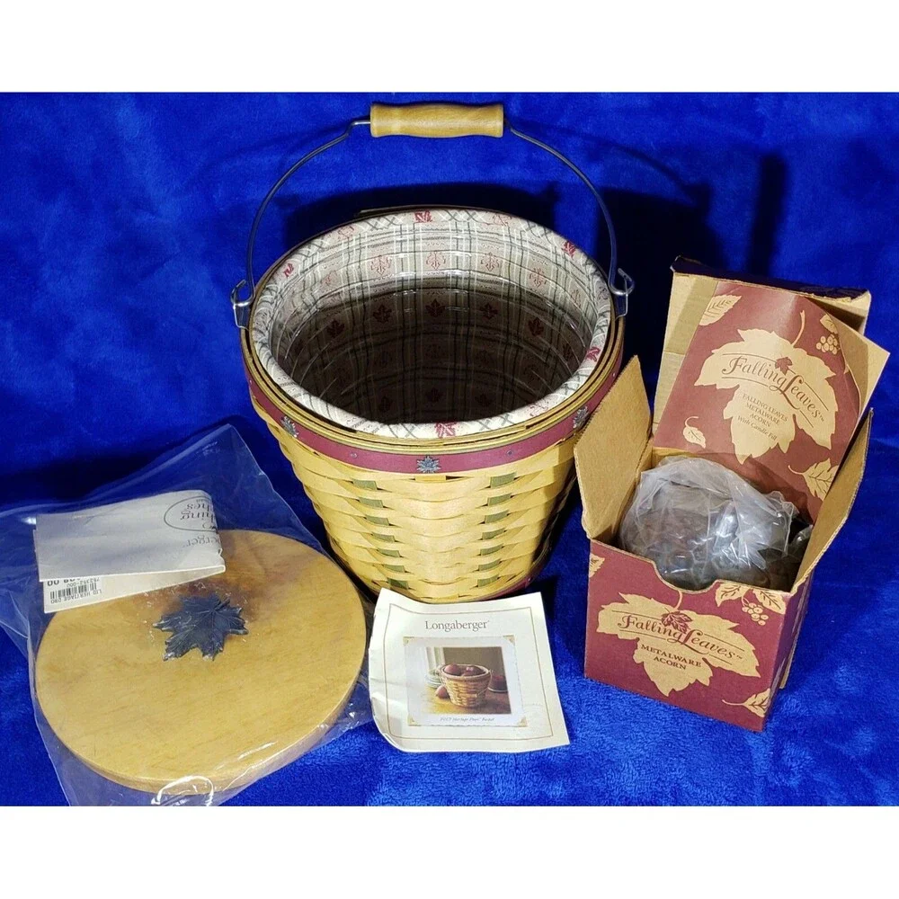 Longaberger 2003 Heritage Days Basket COMBO ~Metalware Acorn Candle~  #10601